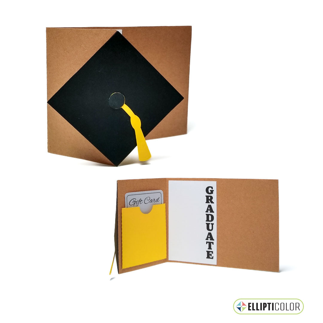Graduation Cap Flip Card with a pocket for a gift card and 'Graduate' text.
