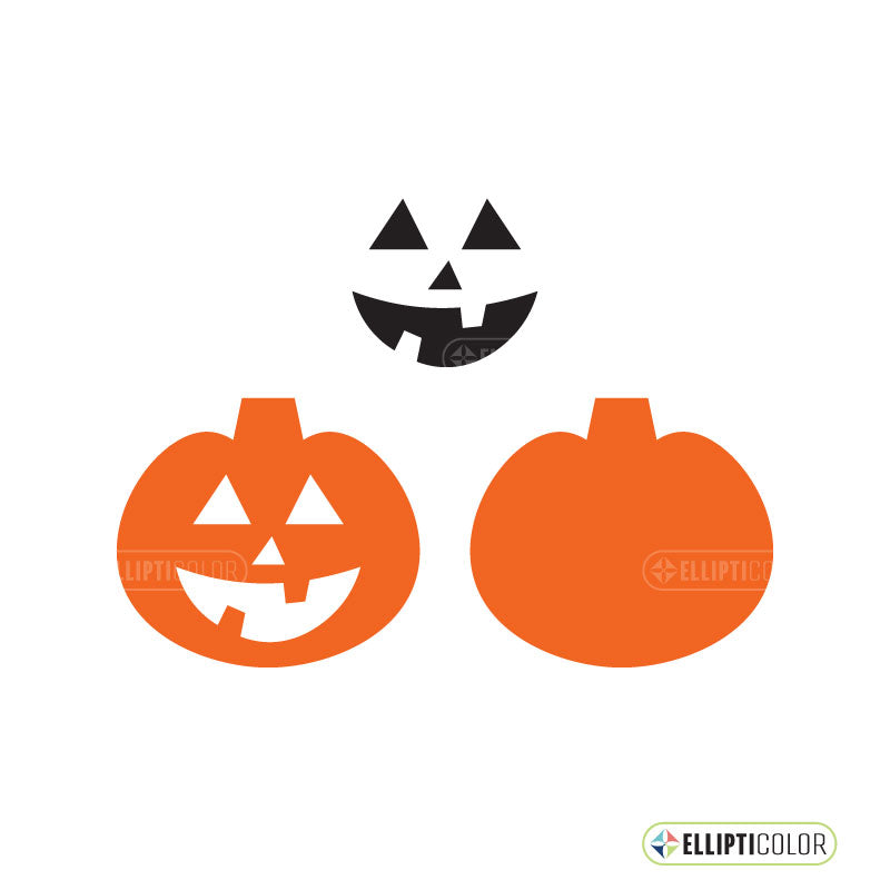 A pumpkin, Jack-'O-Lantern face and Jack-'O-Lantern pumpkin