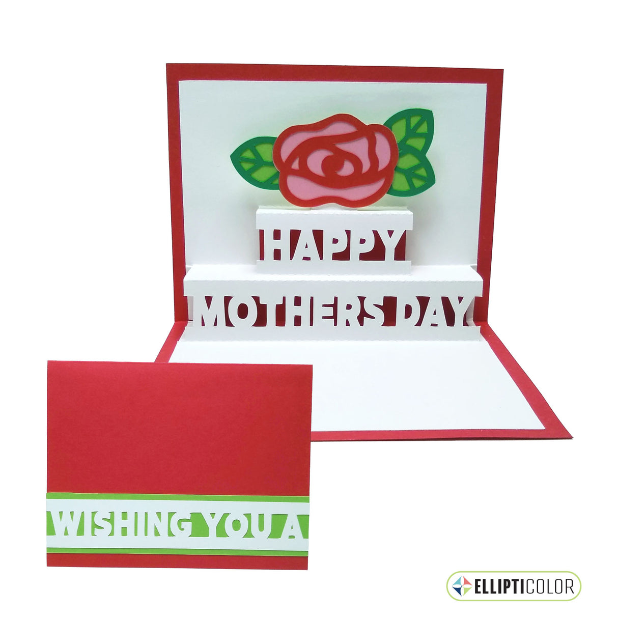 'Wishing You' card with a pop-up rose and 'Happy Mother's Day' message inside.
