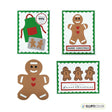 Set of Christmas cards featuring gingerbread men and festive designs on a white background.