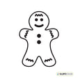 Black outline of a gingerbread man on a white background with Ellipticolor logo.