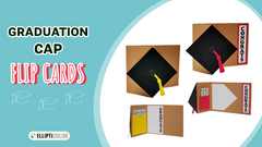 Inside and outside view of two Graduation Cap Flip Cards with 'Congrats' and 'Graduate' text on blue background.