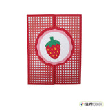 Strawberry themed red and white checkered greeting card