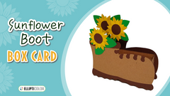 Sunflower Boot Box Card on blue background.